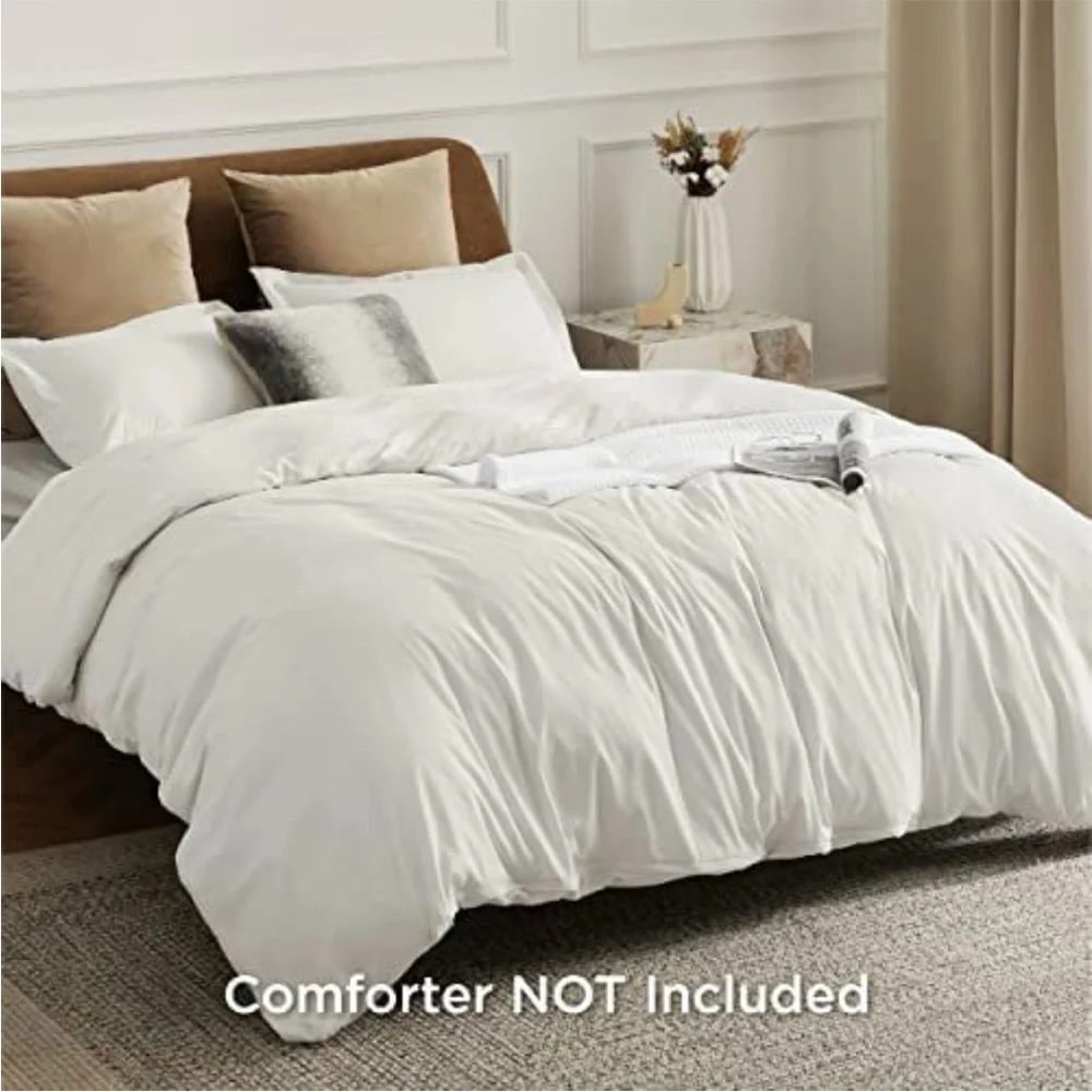 Ivory White Duvet Cover King Size Set